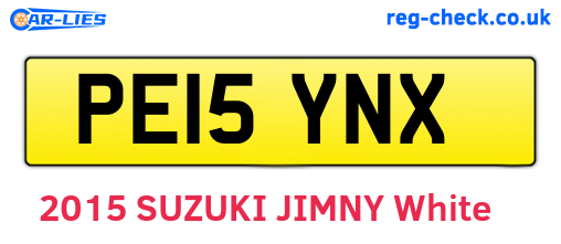 PE15YNX are the vehicle registration plates.