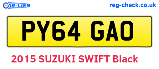 PY64GAO are the vehicle registration plates.