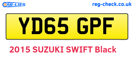 YD65GPF are the vehicle registration plates.