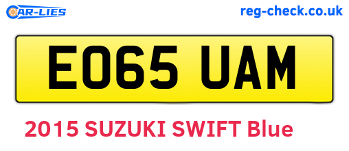EO65UAM are the vehicle registration plates.