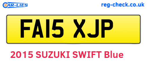 FA15XJP are the vehicle registration plates.