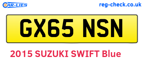 GX65NSN are the vehicle registration plates.