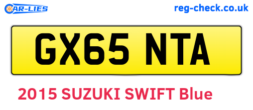 GX65NTA are the vehicle registration plates.