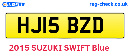 HJ15BZD are the vehicle registration plates.