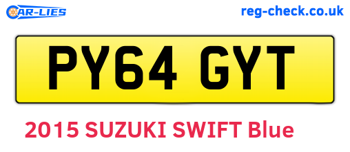 PY64GYT are the vehicle registration plates.