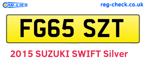 FG65SZT are the vehicle registration plates.