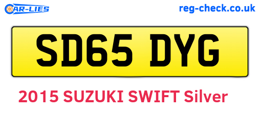 SD65DYG are the vehicle registration plates.