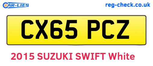 CX65PCZ are the vehicle registration plates.