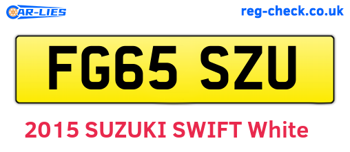 FG65SZU are the vehicle registration plates.