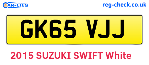 GK65VJJ are the vehicle registration plates.