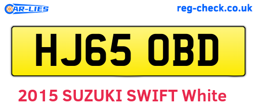 HJ65OBD are the vehicle registration plates.