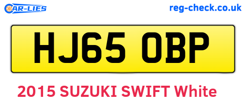 HJ65OBP are the vehicle registration plates.