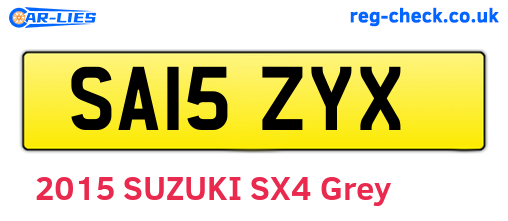 SA15ZYX are the vehicle registration plates.