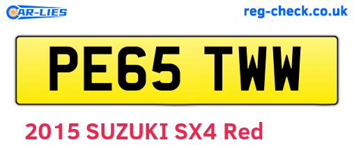 PE65TWW are the vehicle registration plates.