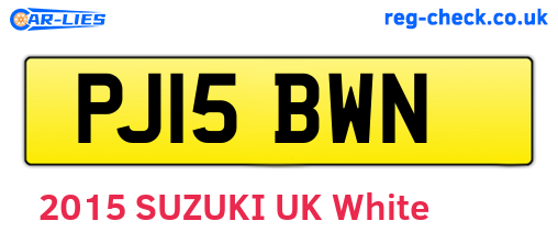PJ15BWN are the vehicle registration plates.