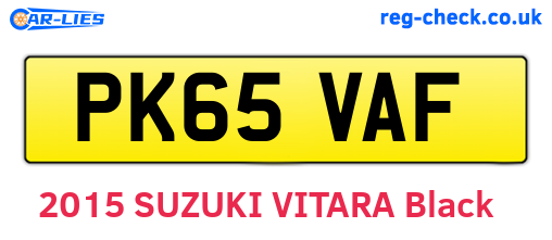 PK65VAF are the vehicle registration plates.