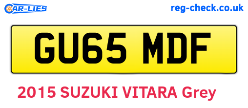 GU65MDF are the vehicle registration plates.