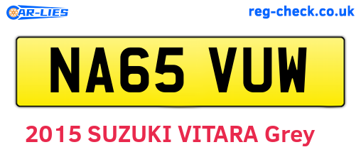 NA65VUW are the vehicle registration plates.