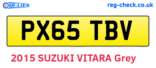 PX65TBV are the vehicle registration plates.