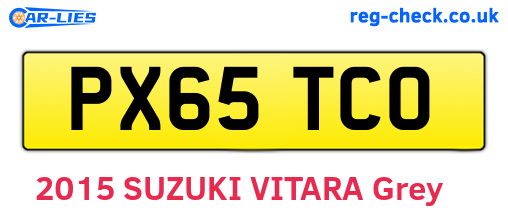 PX65TCO are the vehicle registration plates.