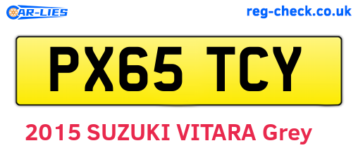PX65TCY are the vehicle registration plates.