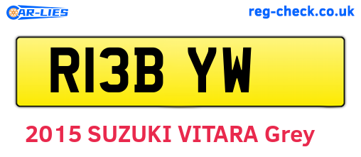 R13BYW are the vehicle registration plates.
