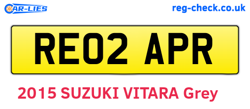RE02APR are the vehicle registration plates.