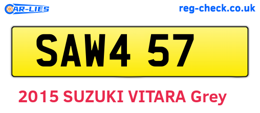 SAW457 are the vehicle registration plates.