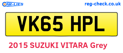 VK65HPL are the vehicle registration plates.
