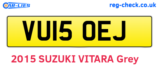 VU15OEJ are the vehicle registration plates.