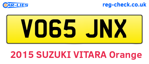 VO65JNX are the vehicle registration plates.