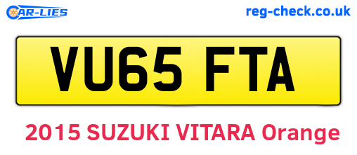 VU65FTA are the vehicle registration plates.