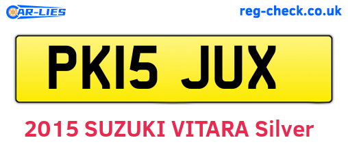 PK15JUX are the vehicle registration plates.