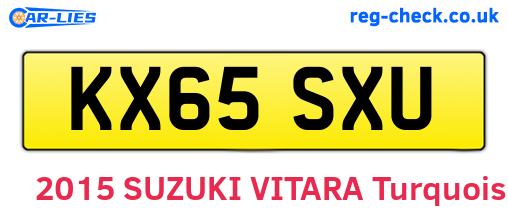 KX65SXU are the vehicle registration plates.