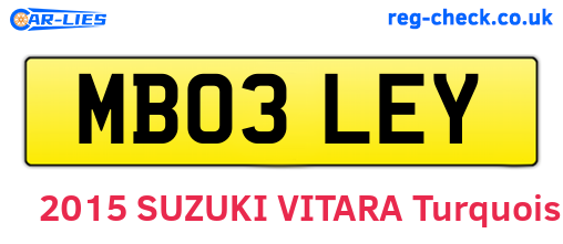 MB03LEY are the vehicle registration plates.