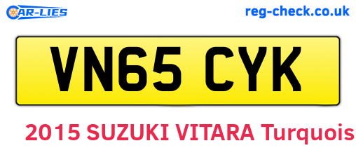 VN65CYK are the vehicle registration plates.