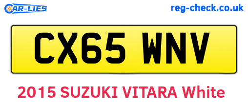 CX65WNV are the vehicle registration plates.
