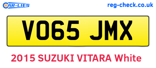 VO65JMX are the vehicle registration plates.