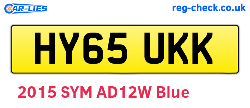 HY65UKK are the vehicle registration plates.