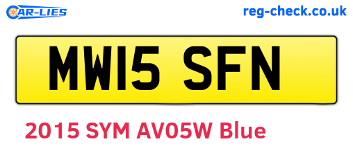 MW15SFN are the vehicle registration plates.