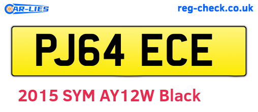 PJ64ECE are the vehicle registration plates.