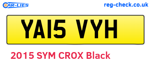 YA15VYH are the vehicle registration plates.