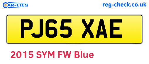 PJ65XAE are the vehicle registration plates.