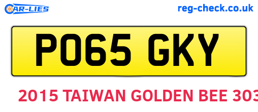 PO65GKY are the vehicle registration plates.