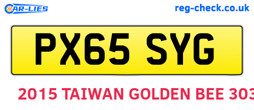PX65SYG are the vehicle registration plates.