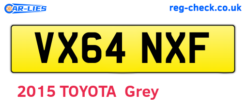 VX64NXF are the vehicle registration plates.