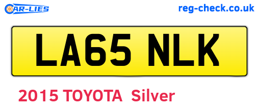 LA65NLK are the vehicle registration plates.