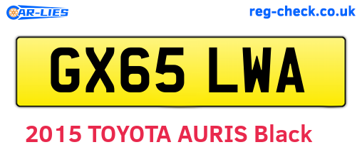 GX65LWA are the vehicle registration plates.