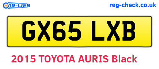 GX65LXB are the vehicle registration plates.