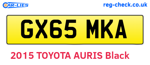 GX65MKA are the vehicle registration plates.